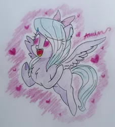 Size: 2863x3154 | Tagged: safe, artist:c.a.m.e.l.l.i.a, derpibooru import, flitter, pegasus, pony, cute, female, flitterbetes, flying, mare, smiling, solo, traditional art