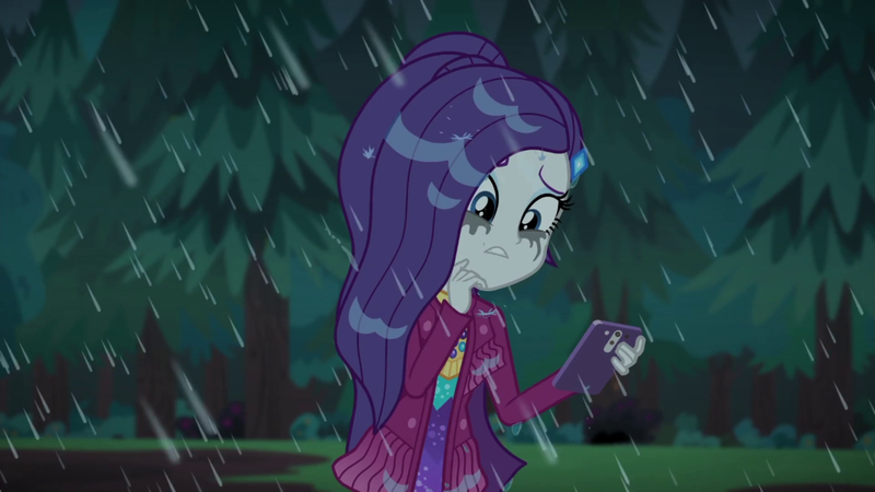 Size: 1920x1080 | Tagged: safe, derpibooru import, screencap, rarity, equestria girls, equestria girls series, inclement leather, spoiler:eqg series (season 2), inclement leather: vignette valencia, makeup, running makeup, solo