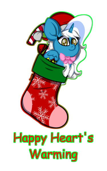 Size: 1280x2048 | Tagged: safe, artist:missroxielove, derpibooru import, oc, oc:fleurbelle, alicorn, pony, alicorn oc, bow, candy, candy cane, christmas, christmas stocking, clothes, female, food, happy hearth's warming, hat, holiday, horn, mare, santa hat, simple background, socks, solo, text, transparent background, wingding eyes, wings, yellow eyes