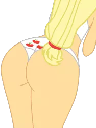 Size: 1536x2048 | Tagged: suggestive, artist:gmaplay, derpibooru import, applejack, equestria girls, applebucking thighs, applebutt, ass, butt, clothes, cutie mark, cutie mark on clothes, large butt, panties, print panties, simple background, solo, the ass was fat, transparent background, underwear