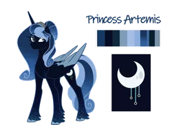 Size: 1280x932 | Tagged: safe, artist:doggie31, derpibooru import, oc, oc:princess artemis, unofficial characters only, alicorn, pony, ethereal fetlocks, ethereal mane, female, magical parthenogenic spawn, mare, offspring, parent:princess luna, reference sheet, simple background, solo, starry mane, transparent background