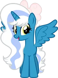 Size: 4000x5416 | Tagged: safe, artist:melisareb, derpibooru import, oc, oc:fleurbelle, unofficial characters only, alicorn, pony, derpibooru community collaboration, 2021 community collab, absurd resolution, adorabelle, cute, female, looking at you, mare, ocbetes, ribbon, simple background, solo, transparent background, vector, wings