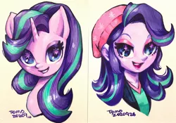 Size: 2048x1434 | Tagged: safe, artist:babtyu, derpibooru import, starlight glimmer, pony, unicorn, equestria girls, beanie, bust, cute, glimmerbetes, hat, portrait, solo, traditional art, watercolor painting