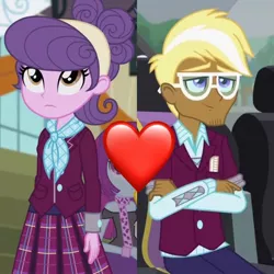 Size: 1372x1372 | Tagged: safe, banned from derpibooru, deleted from derpibooru, derpibooru import, edit, edited screencap, screencap, suri polomare, trenderhoof, equestria girls, friendship games, ascot, clothes, comb, crystal prep academy uniform, female, glasses, hair bun, hairband, heart, image, jpeg, male, neckerchief, scarf, school uniform, shipping, shipping domino, straight, trendermare