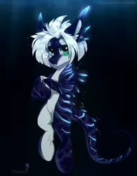 Size: 2296x2944 | Tagged: safe, artist:mithriss, derpibooru import, oc, unofficial characters only, axolotl, hybrid, original species, pony, axolotl pony, looking at you, solo, underwater, water