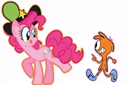 Size: 563x383 | Tagged: artist needed, safe, derpibooru import, pinkie pie, crossover, hat, missing accessory, missing hat, pinkie being pinkie, tongue out, wander (wander over yonder), wander over yonder