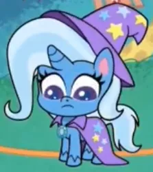 Size: 310x348 | Tagged: safe, derpibooru import, screencap, trixie, friendship gems, my little pony: pony life, spoiler:pony life s01e12, spoiler:pony life s01e17, cape, clothes, cropped, hat, jump rope, looking down, trixie's cape, trixie's hat