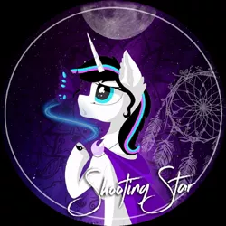 Size: 1024x1024 | Tagged: safe, artist:rxndxm.artist, derpibooru import, oc, oc:shooting star, unofficial characters only, pony, unicorn, ear fluff, female, horn, mare, raised hoof, solo, unicorn oc