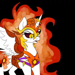 Size: 900x900 | Tagged: alicorn, armor, artist:slamjam, daybreaker, derpibooru import, female, fire, jewelry, regalia, safe, solo