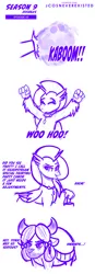 Size: 800x2293 | Tagged: angry, artist:jcosneverexisted, derpibooru import, dialogue, female, hippogriff, paint, party cannon, safe, season 9 doodles, silverstream, simpsons did it, the joker, uprooted, yak, yona