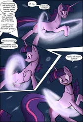 Size: 1920x2816 | Tagged: safe, artist:shieltar, derpibooru import, part of a set, twilight sparkle, pony, unicorn, comic:giant twilight, comic, cute, dialogue, female, galaxy, giant pony, giant twilight sparkle, giantess, growth, jewelry, macro, mare, necklace, part of a series, pony bigger than a galaxy, pony bigger than a planet, pony bigger than a solar system, pony bigger than a star, pony heavier than a black hole, pony heavier than a galaxy, signature, size difference, solo, space, stars, tangible heavenly object, unicorn twilight