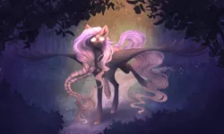 Size: 5000x3000 | Tagged: safe, artist:monogy, derpibooru import, oc, oc:crying moon, pegasus, pony, braid, female, forest, high res, mare, solo, trail, tree