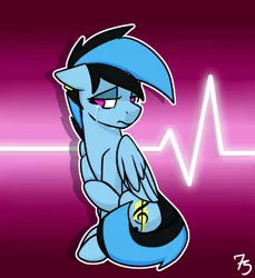 Size: 1924x2100 | Tagged: safe, artist:sevenserenity, artist:seventheblubirb, derpibooru import, oc, oc:icylightning, unofficial characters only, pegasus, pony, birb, crying, electrocardiogram, heartbeat, pegasus oc, sad, solo, vent, wings