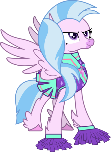 Size: 6274x8560 | Tagged: 2 4 6 greaaat, artist:frownfactory, cheerleader, cheerleader outfit, cheerleader silverstream, clothes, derpibooru import, female, hippogriff, safe, silverstream, simple background, solo, transparent background, vector