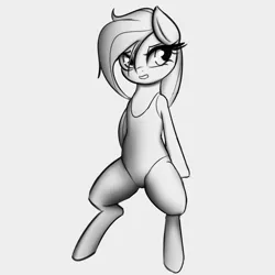 Size: 2000x2000 | Tagged: safe, artist:plaguemare, derpibooru import, oc, oc:dala vault, unofficial characters only, earth pony, pony, black and white, clothes, concerned, doodle, eyelashes, female, grayscale, leotard, mare, monochrome, simple background, sitting