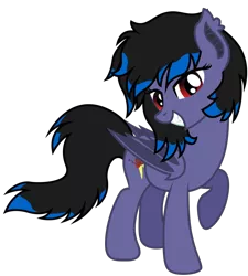 Size: 596x662 | Tagged: safe, artist:ragedox, derpibooru import, oc, oc:rouse black, bat pony, pony, cutie mark, doom equestria, female, looking at you, red eyes, sexy face, show accurate, simple background, smiling at you, solo, tail, transparent background, vector, wings