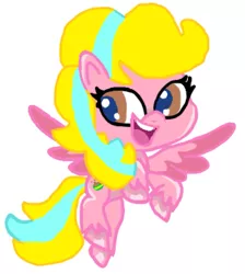 Size: 1171x1309 | Tagged: safe, artist:daisyrosepup16, derpibooru import, oc, oc:caramella bravo, unofficial characters only, pegasus, pony, my little pony: pony life, 1000 hours in ms paint, base used, open mouth, pegasus oc, simple background, smiling, solo, unshorn fetlocks, vector, white background, wings