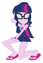 Size: 3500x5184 | Tagged: safe, artist:n3ro 182, derpibooru import, sci-twi, twilight sparkle, equestria girls, equestria girls series, i'm on a yacht, spoiler:eqg series (season 2), adorasexy, beautiful, beautisexy, clothes, cute, eyes closed, feet, flip-flops, glasses, heel pop, legs, pose, sandals, sci-twi swimsuit, sexy, simple background, sleeveless, solo, stupid sexy twilight, swimsuit, transparent background, vector