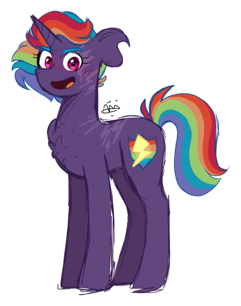 Size: 1113x1413 | Tagged: safe, artist:gallantserver, derpibooru import, oc, oc:north wind, pony, unicorn, female, magical lesbian spawn, mare, offspring, parent:rainbow dash, parent:tempest shadow, parents:tempestdash, simple background, solo, transparent background