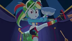 Size: 1920x1080 | Tagged: safe, derpibooru import, screencap, rainbow dash, accountibilibuddies, equestria girls, equestria girls series, spoiler:eqg series (season 2), accountibilibuddies: rainbow dash, clothes, rainbow socks, socks, solo, striped socks