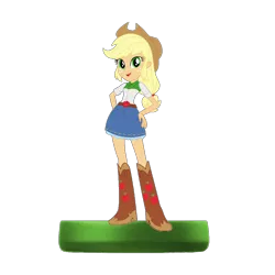 Size: 1024x1024 | Tagged: safe, derpibooru import, edit, edited screencap, editor:mario101, screencap, applejack, equestria girls, amiibo, figure, nintendo, simple background, solo, transparent background