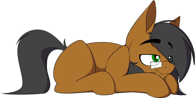 Size: 2550x1280 | Tagged: safe, artist:notetaker, derpibooru import, oc, oc:notetaker, unofficial characters only, earth pony, pony, glasses, lying down, male, simple background, stallion, tired, transparent background