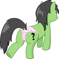 Size: 1612x1613 | Tagged: suggestive, artist:poniidesu, derpibooru import, oc, oc:anonfilly, unofficial characters only, earth pony, pony, clothes, female, filly, foalcon, frog (hoof), panties, simple background, solo, striped underwear, transparent background, underage, underhoof, underwear
