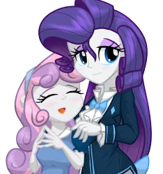 Size: 1500x1600 | Tagged: safe, artist:geraritydevillefort, derpibooru import, rarity, sweetie belle, the count of monte rainbow, equestria girls, bowtie, clothes, father and child, father and daughter, female, male, rarifort, simple background, the count of monte cristo, transparent background, valentine de villefort, villefort