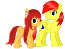 Size: 4000x3000 | Tagged: safe, artist:indonesiarailroadpht, derpibooru import, oc, oc:crimson azure, oc:olivia yamakara, ponified, unofficial characters only, hybrid, pegasus, pony, derpibooru community collaboration, 2021 community collab, coach, duo, female, fox ears, kitsune, male, mare, multiple characters, show accurate, simple background, stallion, transparent background, whistle, whistle necklace