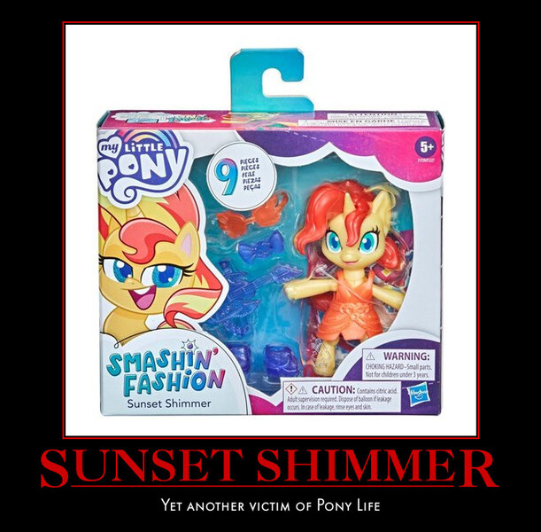 Size: 659x647 | Tagged: safe, derpibooru import, sunset shimmer, my little pony: pony life, drama, figurine, motivational poster, op is a duck, op is a slowpoke, op is trying to start shit, op is trying to start shit so badly that it's kinda funny, op stop please, pony life drama, toy