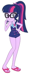 Size: 5813x14531 | Tagged: safe, artist:alandssparkle, derpibooru import, sci-twi, twilight sparkle, equestria girls, equestria girls series, forgotten friendship, adorasexy, beach babe, beautiful, beautisexy, bedroom eyes, clothes, cute, feet, female, flip-flops, glasses, looking at you, sandals, sci-twi swimsuit, seductive, seductive look, seductive pose, sexy, simple background, sleeveless, solo, swimsuit, transparent background, vector