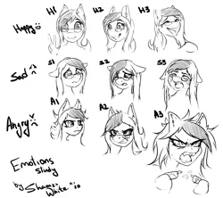 Size: 3654x3240 | Tagged: safe, artist:shamziwhite, derpibooru import, oc, oc:whitey seashore, unofficial characters only, anthro, earth pony, pony, broken glasses, doodle, glasses, grayscale, monochrome, practice drawing, practice sketch, sketch, solo