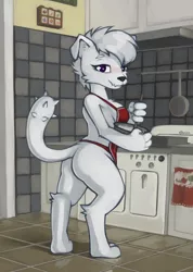 Size: 1452x2042 | Tagged: anthro, apron, artist:marsminer, ass, baking, breasts, butt, clothes, derpibooru import, diamond dog, digitigrade anthro, female, female diamond dog, naked apron, oc, safe, solo, unofficial characters only