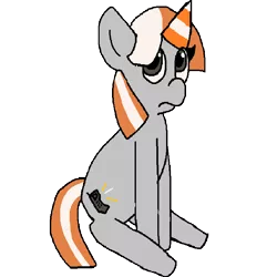 Size: 800x800 | Tagged: artist needed, safe, derpibooru import, oc, oc:cone pone, unofficial characters only, pony, derpibooru community collaboration, 2021 community collab, female, looking at you, mare, ms paint, simple background, sitting, solo, traffic cone, transparent background