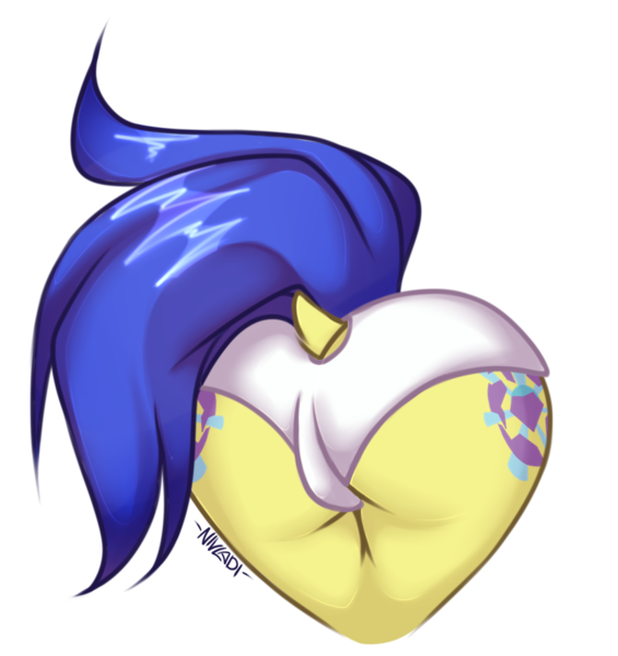 Size: 830x881 | Tagged: suggestive, artist:nivladi, derpibooru import, oc, oc:logical leap, unofficial characters only, pony, both cutie marks, butt, butt only, clothes, commission, dock, female, heart butt, panties, simple background, solo, solo female, transparent background, underwear, ych result