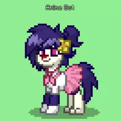Size: 496x496 | Tagged: safe, derpibooru import, pony, pony town, animaniacs, dot warner, female, green background, image, pixel art, png, simple background, solo