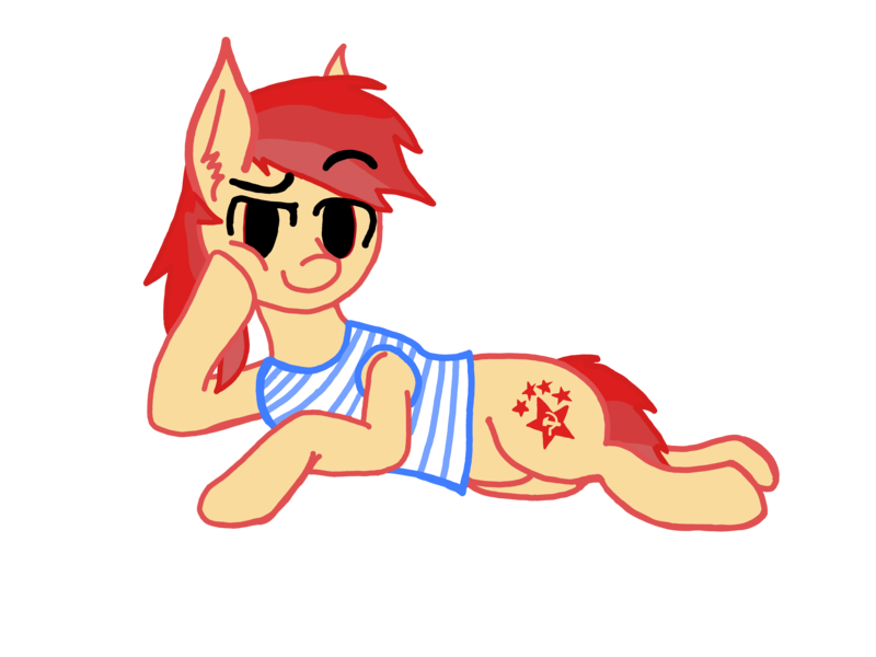 Size: 4032x3024 | Tagged: safe, artist:antique1899, derpibooru import, oc, oc:sovietpony, unofficial characters only, pony, derpibooru community collaboration, 2021 community collab, clothes, digital art, draw me like one of your french girls, ear fluff, eyebrows visible through hair, female, hammer and sickle, mare, red eyes, simple background, smiling, smirk, solo, soviet, tanktop, telnyashka, transparent background