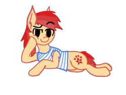 Size: 4032x3024 | Tagged: safe, artist:antique1899, derpibooru import, oc, oc:sovietpony, unofficial characters only, pony, derpibooru community collaboration, 2021 community collab, clothes, digital art, draw me like one of your french girls, ear fluff, eyebrows visible through hair, female, hammer and sickle, mare, red eyes, simple background, smiling, smirk, solo, soviet, tanktop, telnyashka, transparent background