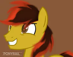 Size: 1176x921 | Tagged: safe, artist:indonesiarailroadpht, artist:ponyrailartist, derpibooru import, oc, oc:ace, unofficial characters only, pegasus, pony, awkward, awkward smile, male, show accurate, stallion