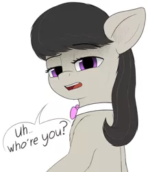 Size: 2284x2640 | Tagged: safe, artist:zippysqrl, derpibooru import, octavia melody, earth pony, pony, semi-anthro, bowtie, bust, dialogue, female, floppy ears, lidded eyes, looking at you, simple background, solo, speech bubble, white background