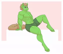 Size: 1280x1095 | Tagged: suggestive, artist:mr.pink, derpibooru import, oc, oc:art, unofficial characters only, anthro, earth pony, unguligrade anthro, abs, biceps, bulges, clothes, commission, crotch bulge, digital art, male, muscles, muscular male, partial nudity, pecs, pose, solo, solo male, tail, topless, underwear