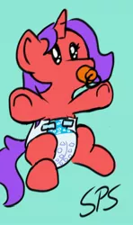 Size: 711x1200 | Tagged: safe, artist:sparklepopshine, derpibooru import, oc, oc:sparkle pop, unofficial characters only, unicorn, diaper, foal, pacifier