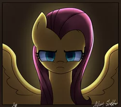 Size: 2500x2200 | Tagged: safe, artist:melanyschaffer, derpibooru import, fluttershy, pegasus, angry, badass, flutterbadass, looking at you