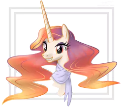 Size: 2292x2000 | Tagged: safe, artist:magnusmagnum, derpibooru import, oc, oc:princess dayfall, alicorn, pony, alicorn oc, bust, clothes, ethereal mane, eyeshadow, female, gradient mane, horn, looking at you, makeup, mare, scarf, shade, simple background, smiling, smiling at you, transparent background, wings