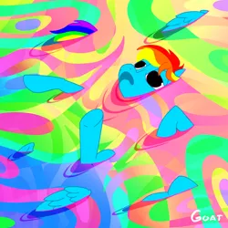 Size: 1000x1000 | Tagged: safe, artist:coco, artist:goat, derpibooru import, rainbow dash, pony, drugs, psychedelic