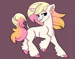 Size: 2800x2200 | Tagged: safe, artist:loryska, derpibooru import, oc, pony, unicorn, magical lesbian spawn, male, offspring, parent:applejack, parent:rarity, parents:rarijack, simple background, solo, stallion