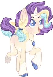 Size: 1024x1475 | Tagged: safe, artist:ninjagobrony287, derpibooru import, oc, oc:dazzling opal, unofficial characters only, pony, unicorn, colored hooves, colored pupils, female, jewelry, magical lesbian spawn, mare, missing limb, necklace, offspring, parent:applejack, parent:starlight glimmer, parents:glimmerjack, simple background, socks (coat marking), solo, transparent background