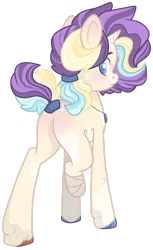 Size: 1024x1678 | Tagged: safe, artist:ninjagobrony287, derpibooru import, oc, oc:dazzling opal, unofficial characters only, pony, unicorn, butt, colored hooves, colored pupils, female, jewelry, looking back, magical lesbian spawn, mare, missing limb, necklace, offspring, parent:applejack, parent:starlight glimmer, parents:glimmerjack, plot, rear view, simple background, socks (coat marking), solo, transparent background