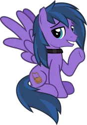 Size: 1076x1541 | Tagged: safe, artist:lightningbolt, derpibooru import, oc, oc:feather freight, unofficial characters only, pegasus, pony, derpibooru community collaboration, .svg available, 2021 community collab, collar, grin, lidded eyes, looking at you, male, request, simple background, smiling, solo, spread wings, stallion, svg, transparent background, underhoof, vector, waving, wings
