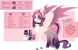 Size: 1280x830 | Tagged: safe, artist:berry-siren, derpibooru import, oc, oc:berry siren, unofficial characters only, bat pony, pony, female, mare, reference sheet, simple background, solo, transparent background